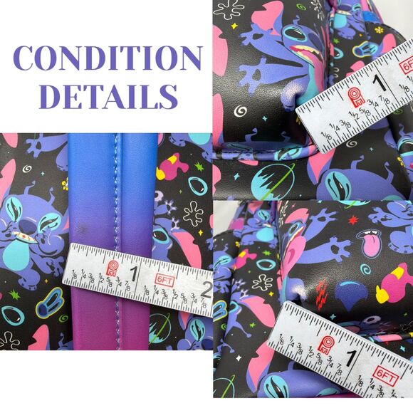 Disney Loungefly Stitch All Over Print Mini Backpack Purple Blue Cosmic Bag main image 12